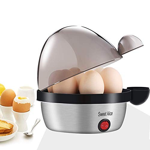 Sweet Alice Egg Cooker, Electric Egg Cooker with 7 Eggs Capacity, Noise Free Multi-function Egg Maker, Soft/Medium/Hard - Boiled Egg Cooker with Automatic Shut Off - Black