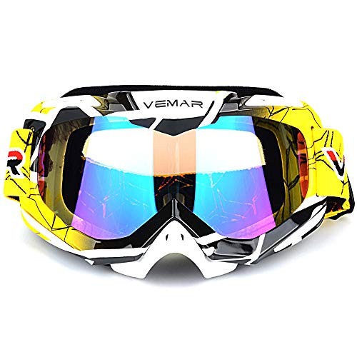 Polarized Sport Motorcycle Motocross Goggles ATV Racing Goggles Dirt Bike Tactical Riding Motorbike Goggle Glasses, Bendable Windproof Dustproof Scratch Resistant Protective Safety Glasses (Yellow)