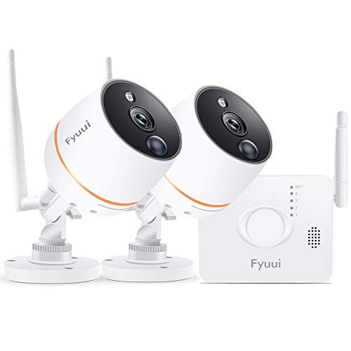 【Mini NVR】 Security Cameras System Wireless, Fyuui 4CH 1080P NVR with 2pcs 1080P Wireless WiFi IP Camera Outdoor Indoor, 2-Way Audio, PIR Motion Detection, 100ft Night Vision, Remote Monitoring