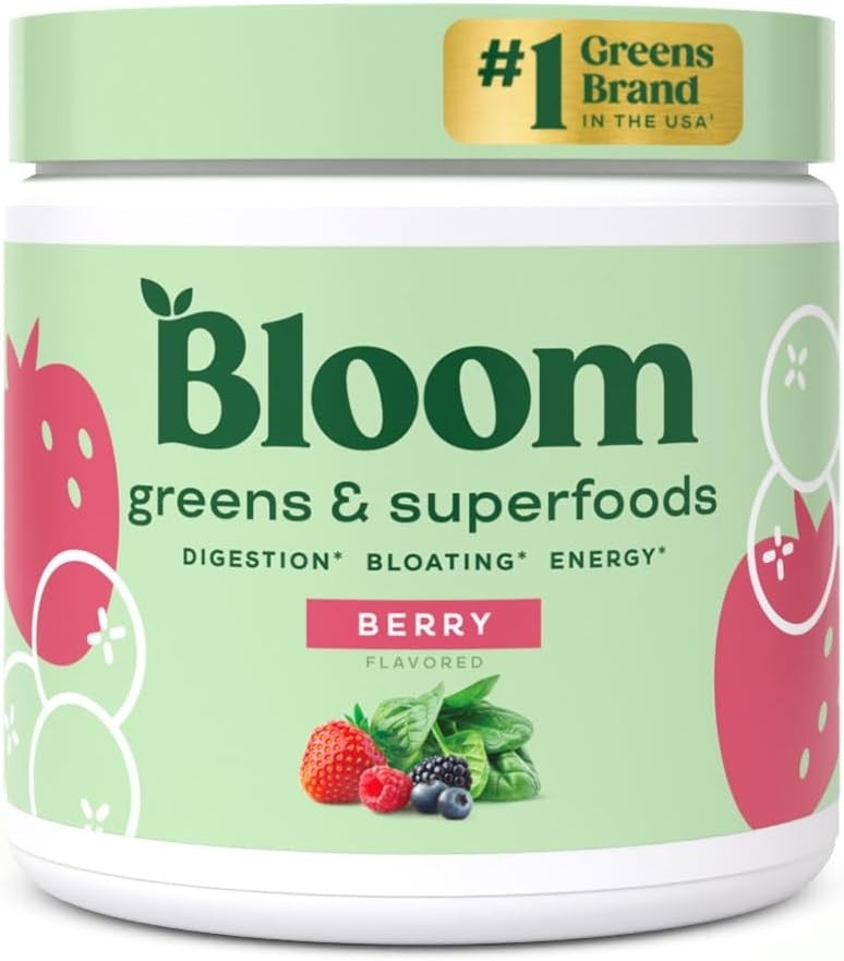 Bloom Nutrition Super Greens Powder Smoothie & Juice Mix - Probiotics for Digestive Gut Health & Bloating Relief for Women, Digestive Enzymes with Superfoods Spirulina & Chlorella 