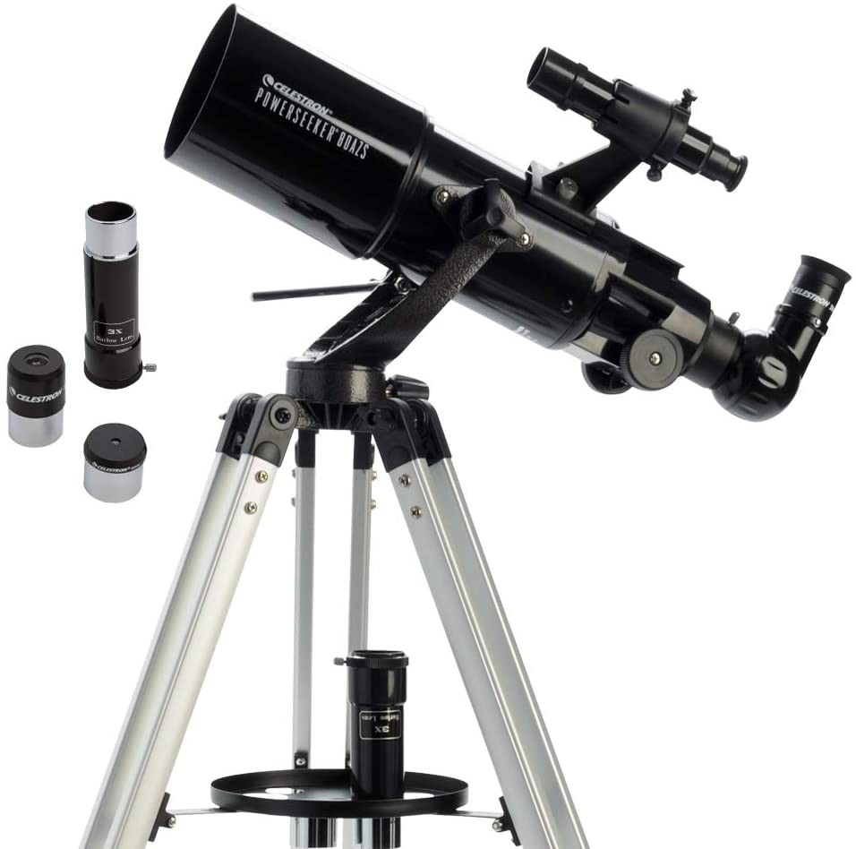 Celestron - PowerSeeker 80AZS Telescope - Manual Alt-Azimuth Telescope for Beginners - Compact and Portable - BONUS Astronomy Software Package - 80mm Aperture