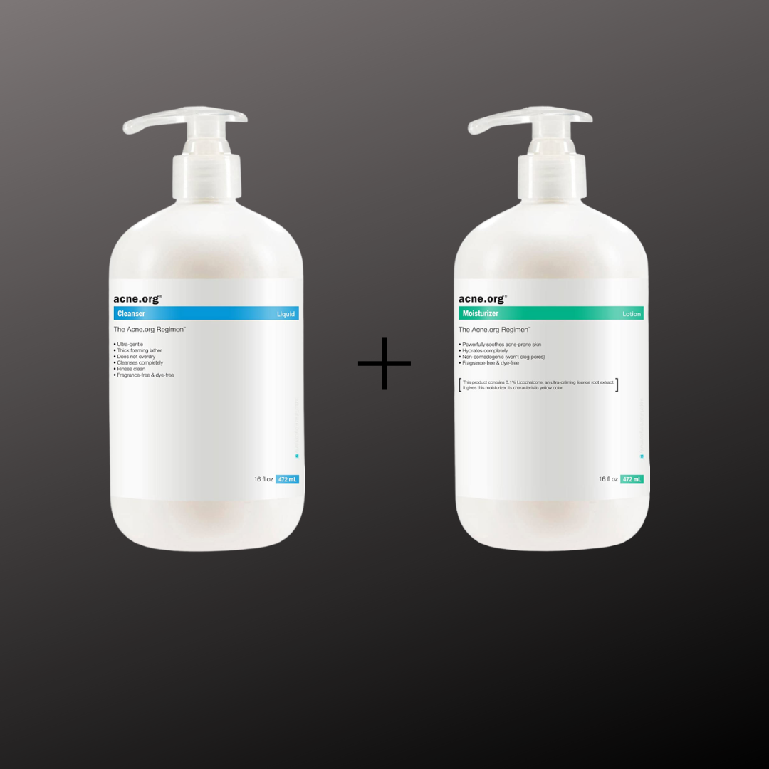 Acne.org 16 oz. Cleanser + 16 oz. Moisturizer with Licochalcone