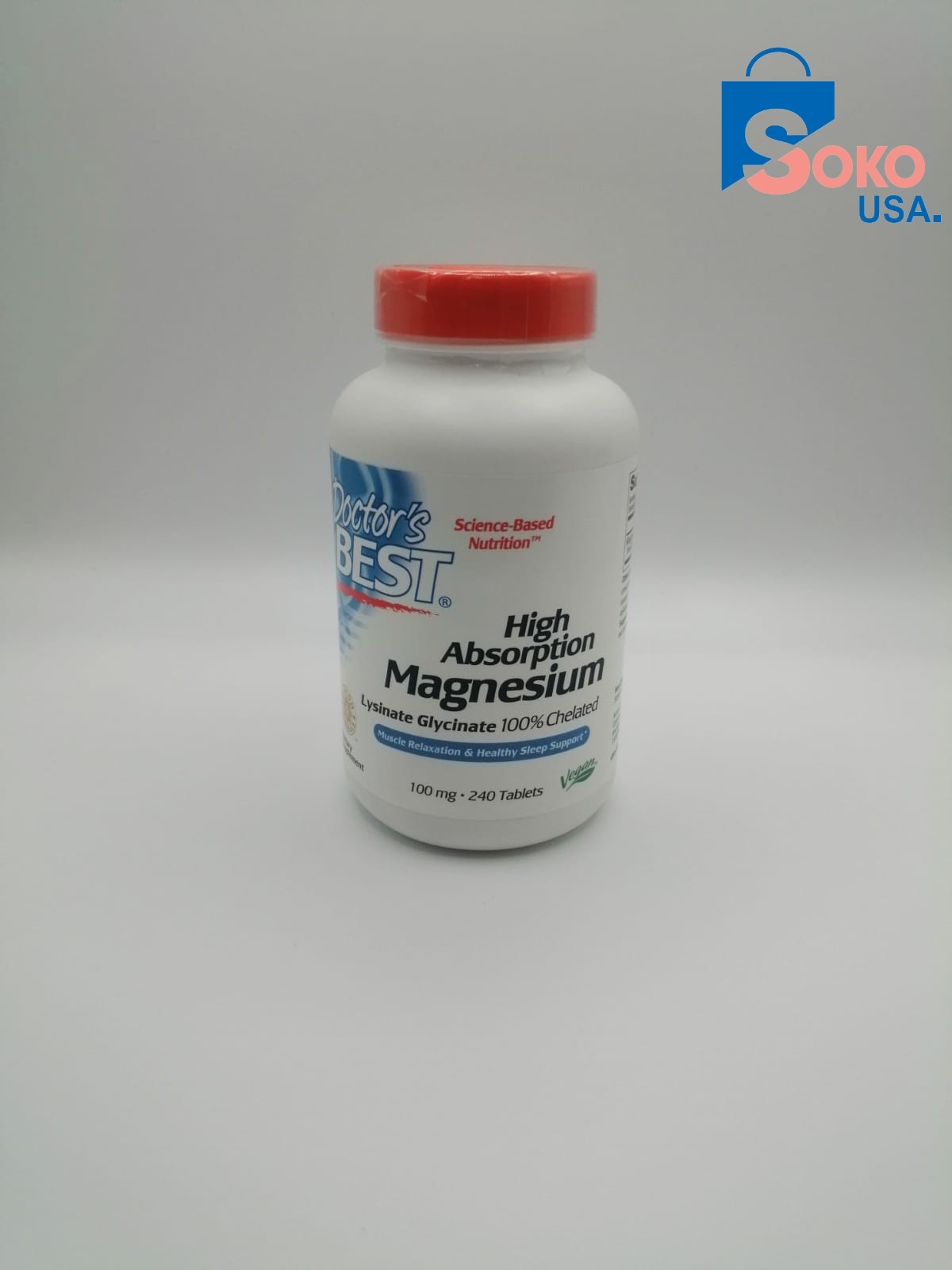 Doctor's Best High Absorption Magnesium Glycinate Lysinate, 100% Chelated, Non-GMO, Vegan, Gluten & Soy Free, 100 mg, 240 Count