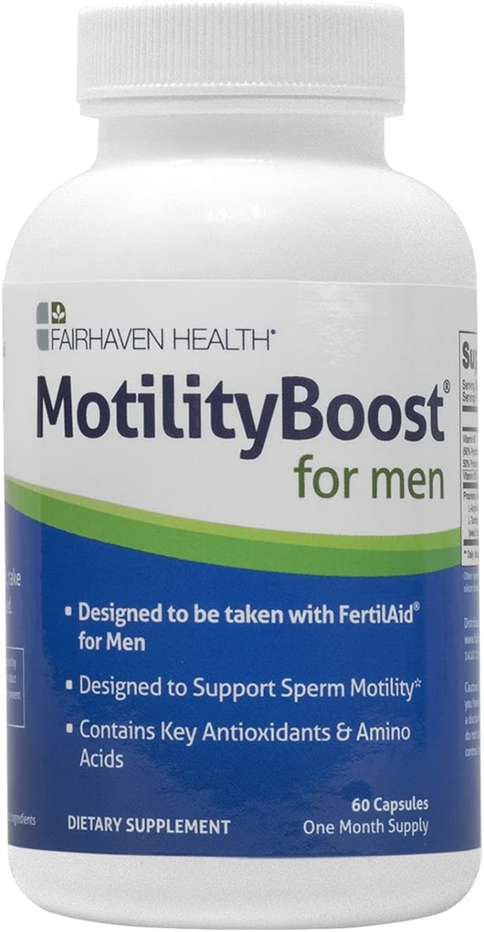 MotilityBoost for Men, Male Fertility Supplement – For Motile Strength - Prenatal For Him, Includes L-Carnitine, Vitamin B12, B6, Mucuna Pruriens, CoQ10 and Quercetin - 60 Capsules, 1 Month Supply 