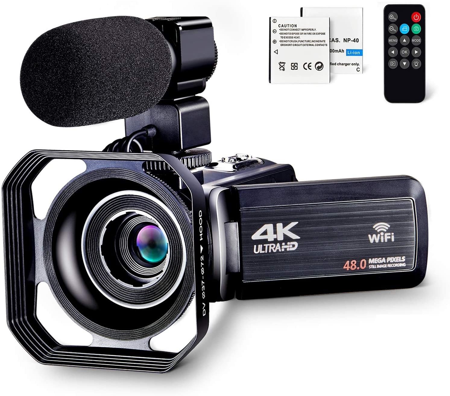 OIEXI 4K Camcorder Vlogging Camera for YouTube Ultra HD 4K 48MP Video Camera with Microphone & Remote Control WiFi Digital Camera 3.0" IPS Touch Screen 