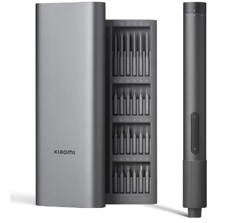 Xiaomi Electric Precision Screwdriver, All-metal Gearbox, Powerful Magnetic Motor, Rechargeable Lithium Battery, S2 Steel Screwdriving Bits, Type-C Charging, Aluminium Alloy Case, Grey