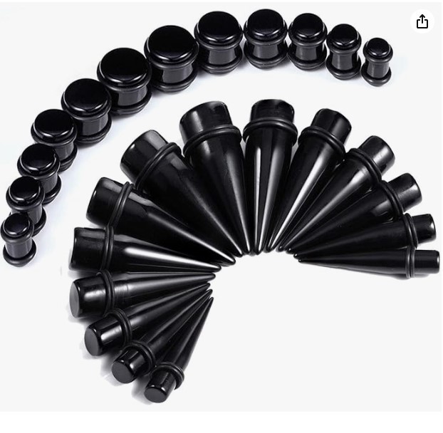 BodyJ4You 24PC Ear Stretching Kit - 00G-20mm Big Gauges - Solid Acrylic Heavy Tapers No Flare Plugs O-Rings - Stretchers Weights Expanders Eyelets
