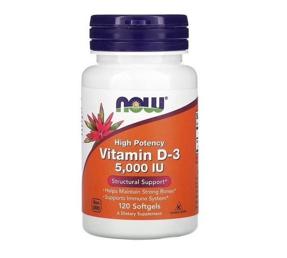 NOW Foods, Vitamin D-3, 125 mcg (5,000 IU), 120 Softgels