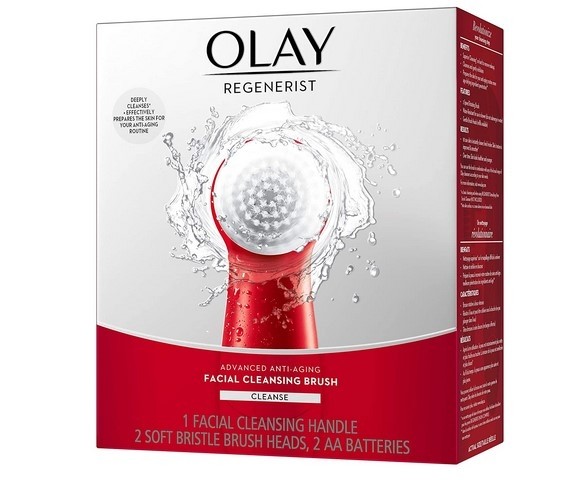 Olay Facial Cleansing Brush by Olay Regenerist, Face Exfoliator with 2 Brush Heads