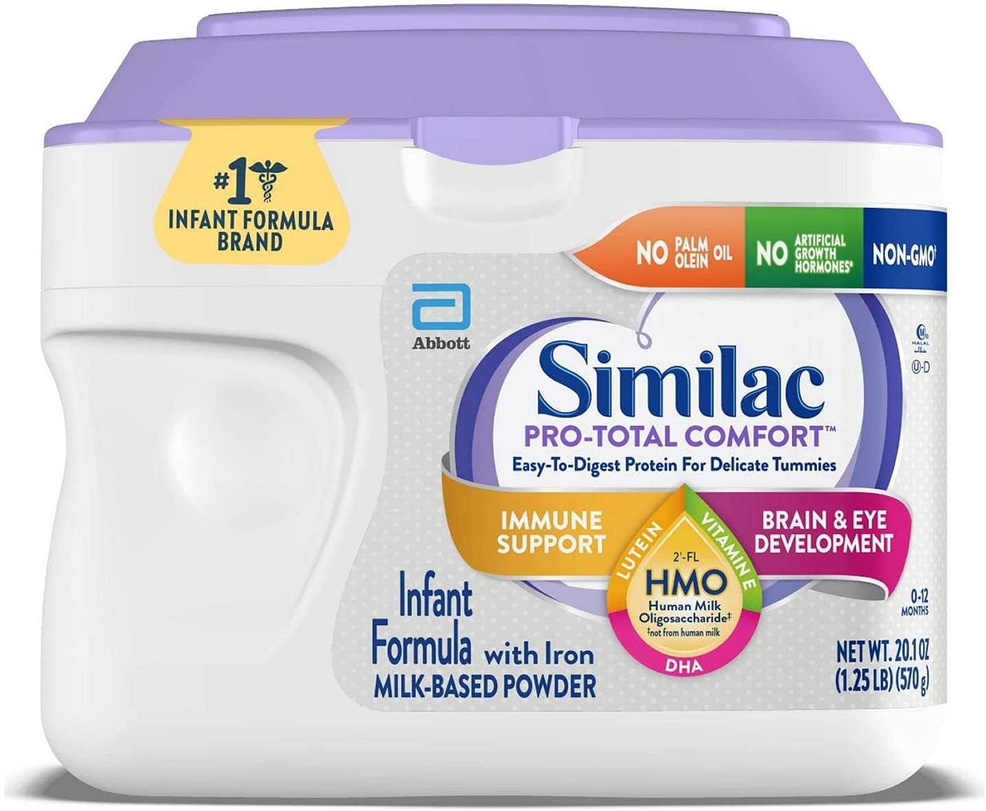 Similac Pro-Total Comfort Infant Baby Easy to Digest Formula Powder, with Iron, with 2’-FL HMO for Immune Support, Non-GMO, Gentle, 20.1-oz Tub