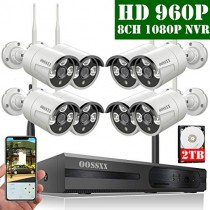 【2020 Update】 OOSSXX 8-Channel HD 1080P Wireless Security Camera System,8Pcs 960P 1.3 Megapixel Wireless Indoor/Outdoor IR Bullet IP Cameras,P2P,App, HDMI Cord & 2TB HDD Pre-Install