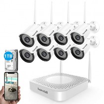 Wireless Home Security Camera System 8 Channel 1080P Outdoor Surveillance NVR Kits with 8pcs Wireless Security Camera and 1TB Hard Drive no Monthly Fee