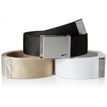 Nike Men's 3 Pack Golf Web Belt, black/White/Tan, One Size