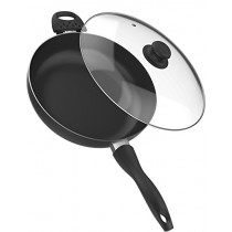 Vremi 12 Inch Nonstick Saute Pan Covered with Tempered Glass Lid - Big 5 Quart Capacity for Stir Fry Frying or as Saucepan - Non Stick Saute and Frying Pan - Deep Large and Ovenproof - Black