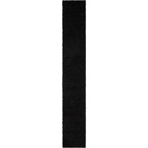 Unique Loom Solo Solid Shag Collection Modern Plush Jet Black Runner Rug (2' 6 x 16' 5)