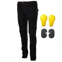Motorcycle Riding Jeans Armor Racing Cycling Pants with 4 Knee Hip Protective Pads (M=30, Black)