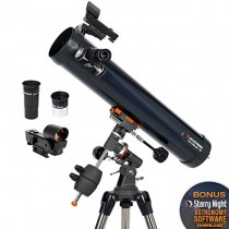 Celestron - AstroMaster 76EQ Newtonian Telescope - Reflector Telescope for Beginners - Fully-Coated Glass Optics - Adjustable-Height Tripod - BONUS Astronomy Software Package