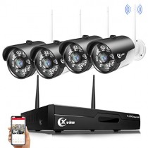 XVIM 1080P Wireless Security Cameras System, 4CH Video Security System with 4pcs 2.0 Megapixel Indoor/Outdoor Wireless Surveillance Cameras 85ft Night Vision,No Hard Drive