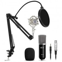 TONOR XLR Condenser Microphone Kit with XLR to XLR Cable/3.5mm to XLR/Adjustable Mic Suspension Scissor Arm/Shock Mount/USB Audio Adapter for Professional Studio/Home Recording, Podcasting, Black