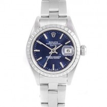 Rolex 79240 Ladies 26mm Datejust Model - Blue Stick - Engine Turn Bezel - Oyster Band (Certified Pre-Owned)