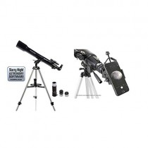 Celestron 21036 PowerSeeker 70AZ Telescope (Black) with Celestron 81035 Basic Smartphone Adapter 1.25" Capture Your Discoveries, Black