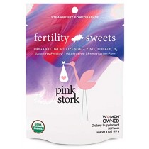 Pink Stork Fertility Sweets: Supports Fertility, Strawberry-Pomegranate, Hard Drops with Folate, Zinc, Vitamin B6, USDA Organic, Non-GMO & Preservative Free, 30 Individually Wrapped Hard Sweets