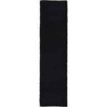Unique Loom Solo Solid Shag Collection Modern Plush Jet Black Runner Rug (2' 6 x 10' 0)