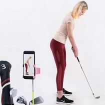 SelfieGolf Record Golf Swing - Cell Phone Clip Holder and Training Aid - Golf Accessories | Winner of The PGA Best Product | Works with Any Smart Phone, Quick Set Up (Pink/White)
