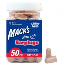 Mack's Ultra Soft Foam Earplugs, 50 Pair - 32dB Highest NRR, Comfortable Ear Plugs for Sleeping, Snoring, Work, Travel & Loud Events