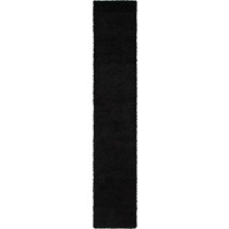 Unique Loom Solo Solid Shag Collection Modern Plush Jet Black Runner Rug (2' 6 x 13' 0)
