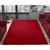 Ottomanson SHG2760-3X5 Collection shag Area Rug, 3'3" x 4'7", Red