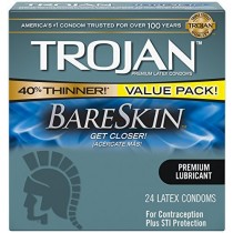 Sensitivity Bareskin Lubricated Latex Condoms, 5 Boxes (24 Condoms)