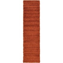 Unique Loom Solo Solid Shag Collection Modern Plush Terracotta Runner Rug (2' 6 x 10' 0)