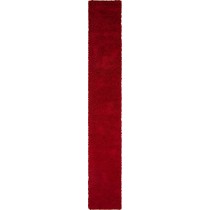Unique Loom Solo Solid Shag Collection Modern Plush Cherry Red Runner Rug (2' 6 x 16' 5)