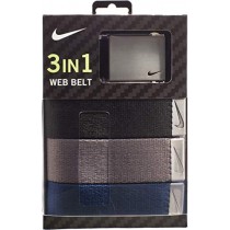 Nike Men's 3 Pack Golf Web Belt, Black/Grey/Navy, One Size