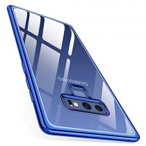 TORRAS Crystal Clear Galaxy Note 9 Case, Clear Ultra Thin Slim Fit Soft TPU Gel Case Cover with Electroplated Frame Compatible with Samsung Galaxy Note 9(2018), Clear Back/Blue Frame