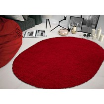 Ottomanson SHG2760-OVAL Shag Collection Area Rug, 5'3" x 7' Oval, Red