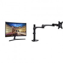 Samsung LC27F398FWNXZA Samsung C27F398 27" Curved LED Monitor with AmazonBasics Single PC Monitor Stand - Modular Arm Mount, Aluminum Bundle