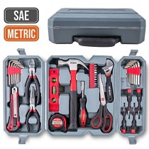 Hi-Spec 50 Piece Home Tool Set of Hand Tools - Claw Hammer, Adjustable Wrench, Precision Screwdrivers, Screw Bits, Long Nose Pliers, Side Cutters, Torpedo Level, Bit Driver & Tool Box Kit