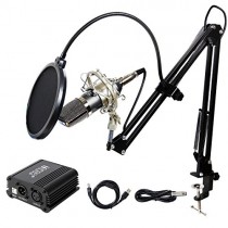 TONOR Pro Condenser Microphone XLR to 3.5mm Podcasting Studio Recording Condenser Microphone Kit Computer Mics with 48V Phantom Power Supply Black