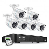 ZOSI 1080p Home Security Camera System Kit, 8 Channel CCTV DVR Recorder with 6 Pack 1080p Surveillance Bullet Camera Outdoor Indoor, Remote Access, 1TB Hard Drive Built-in