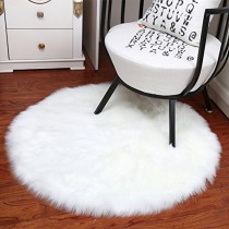 Noahas Faux Sheepskin Area Rugs Silky Long Wool Carpet for Living Room Bedroom, Children Play Dormitory Home Decor Rug, 4ft x 4ft White