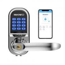 Smart Lock, Wandwoo Electronic Door Locks with Bluetooth Mechanical Keys Auto Lock Enabled Anti-peep Code Adjustable Hand for Office Hotel Home Garage Apartment Silver
