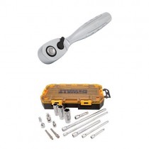 DEWALT DWMT73807 Tough Box Accessory Tool Kit, 15 Piece w/ DWMT71803 1/4" Drive Pear Head Ratchet