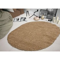 Ottomanson SHG2769-OVAL Shag Collection Area Rug, 5'3" x 7' Oval, Beige