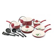 GreenLife CW0005103 Soft Grip Absolutely Toxin-Free Healthy Ceramic Nonstick Dishwasher/Oven Safe Stay Cool Handle Cookware Set, 14-Piece, Burgundy