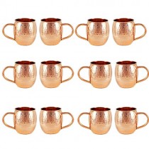 12 PACK Alchemade Copper Barrel Mug for Moscow Mules - 16 oz - 100% Pure Hammered Copper - Heavy Gauge