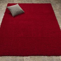 Ottomanson Soft Cozy Color Solid Shag Area Rug Contemporary Living and Bedroom Soft Shag Area Rug, Red, 5'3" L x 7'0" W