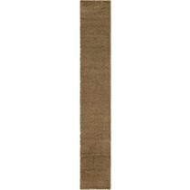 Unique Loom Solo Solid Shag Collection Modern Plush Sandy Brown Runner Rug (2' 6 x 16' 5)