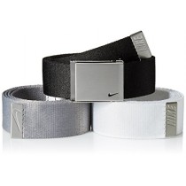 Nike Men's 3 Pack Golf Web Belt, black/White/Grey, One Size